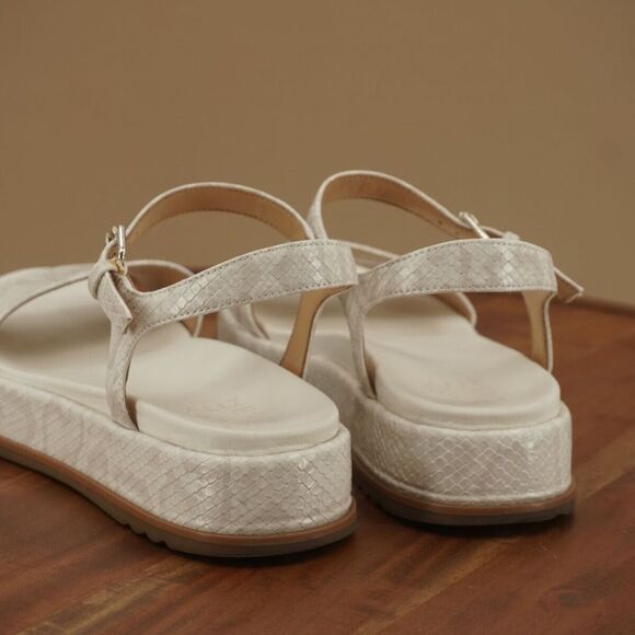 Naturalizer Womens Zane Platform Ankle Strap Sandals Size 8 M White Snake Print - Picture 5 of 9